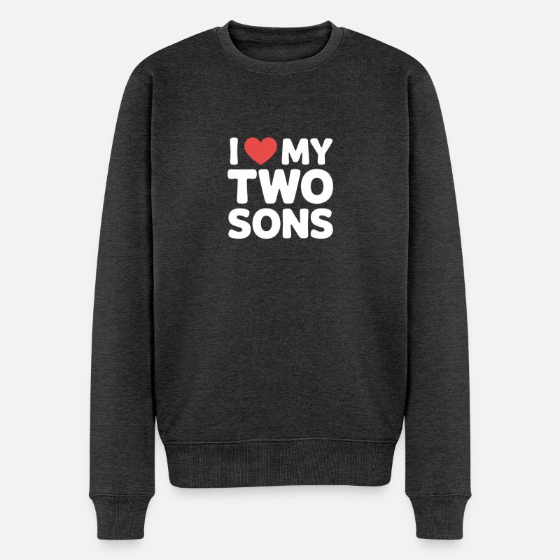 Ich liebe meine zwei Söhne - Männer Premium Bio Pullover - Anthrazit meliert