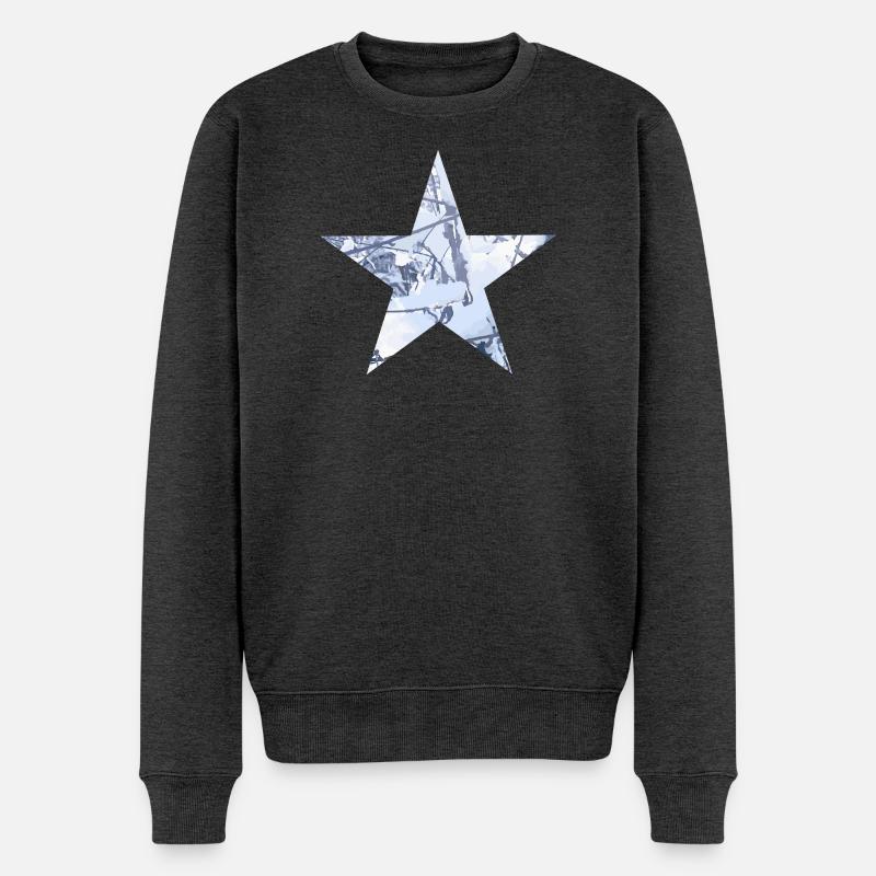 Stern Winter Schnee Digital Art - Männer Premium Bio Pullover - Anthrazit meliert