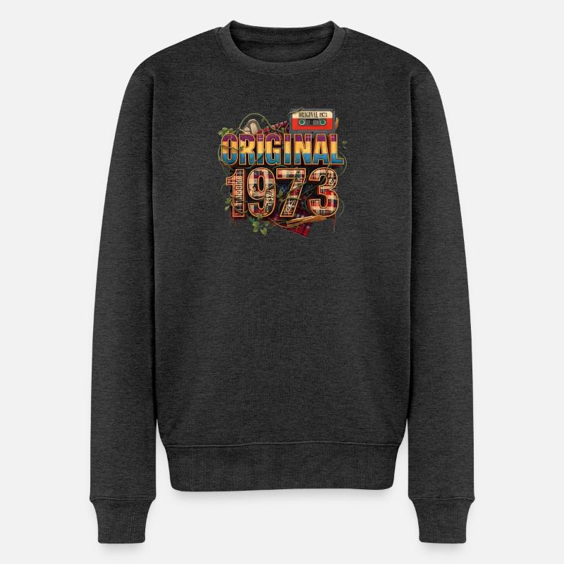 Original 1973 Retro-Collage - Männer Premium Bio Pullover - Anthrazit meliert