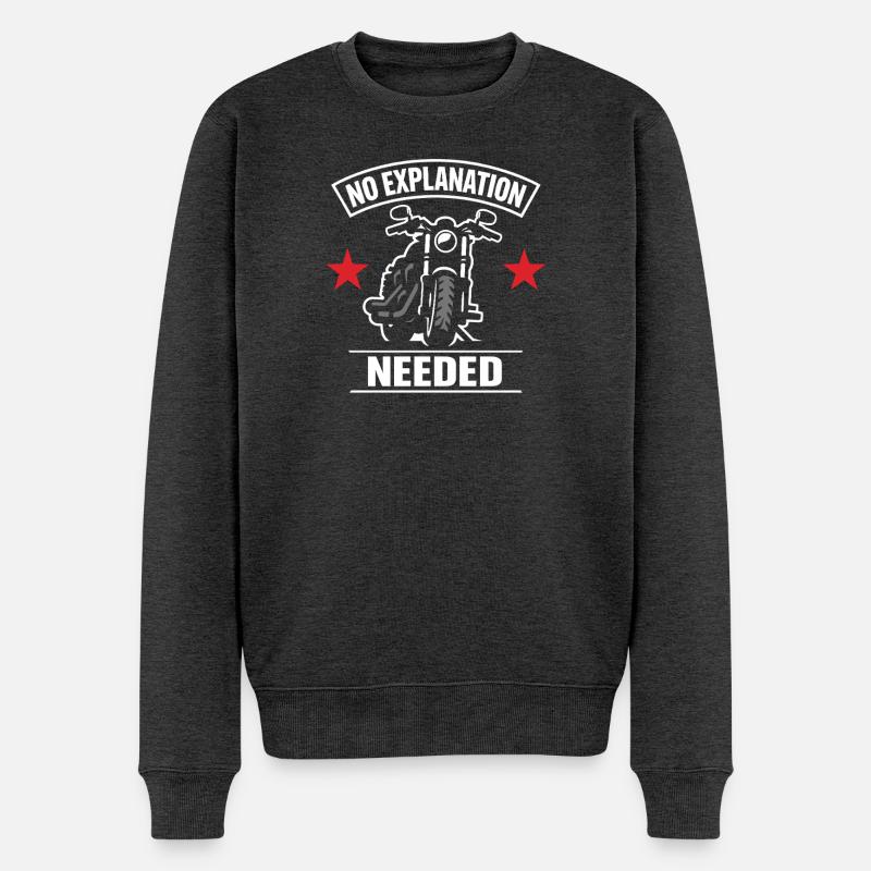 Warum Wir Motorrad Fahren, - Männer Premium Bio Pullover - Anthrazit meliert