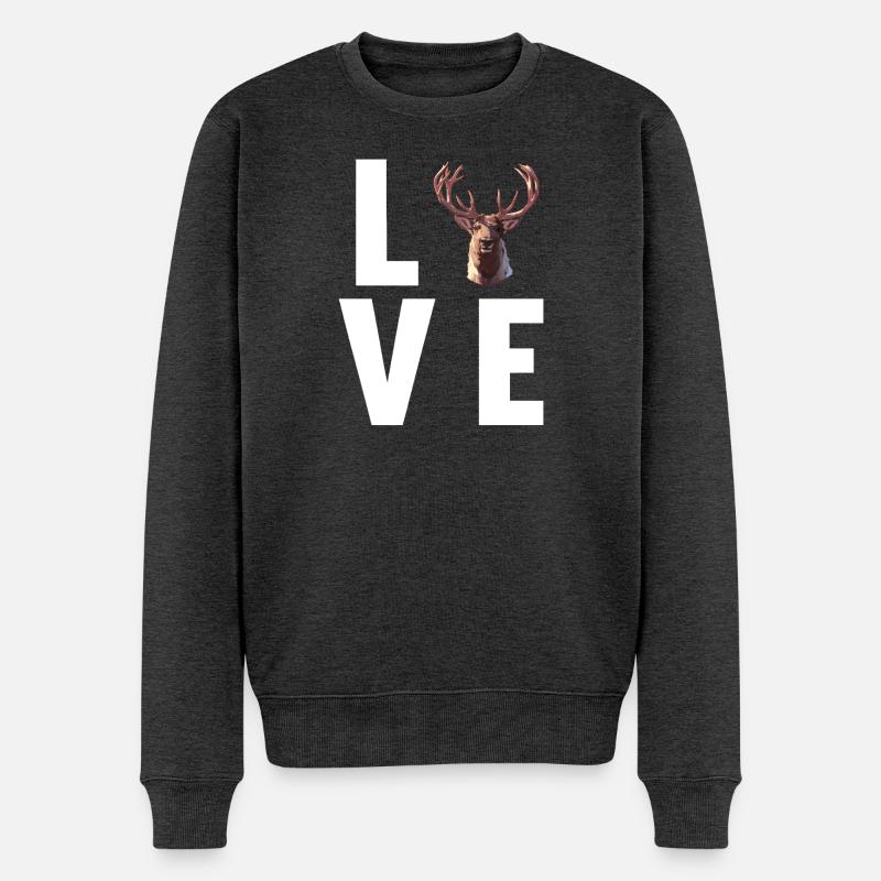 Rentiere Rentier - Männer Premium Bio Pullover - Anthrazit meliert