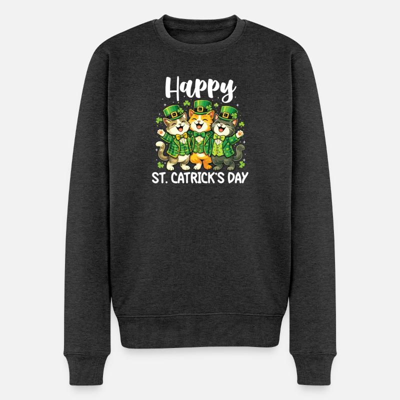 Joyeuse Saint-Patrick Irlandais - Saint-Patrick - Pull Premium bio Homme - anthracite chiné