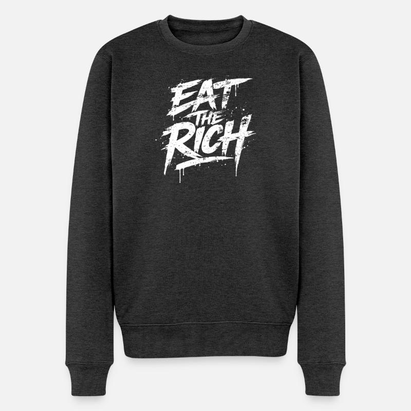 Eat the Rich Graffiti Slogan - Pull Premium bio Homme - anthracite chiné