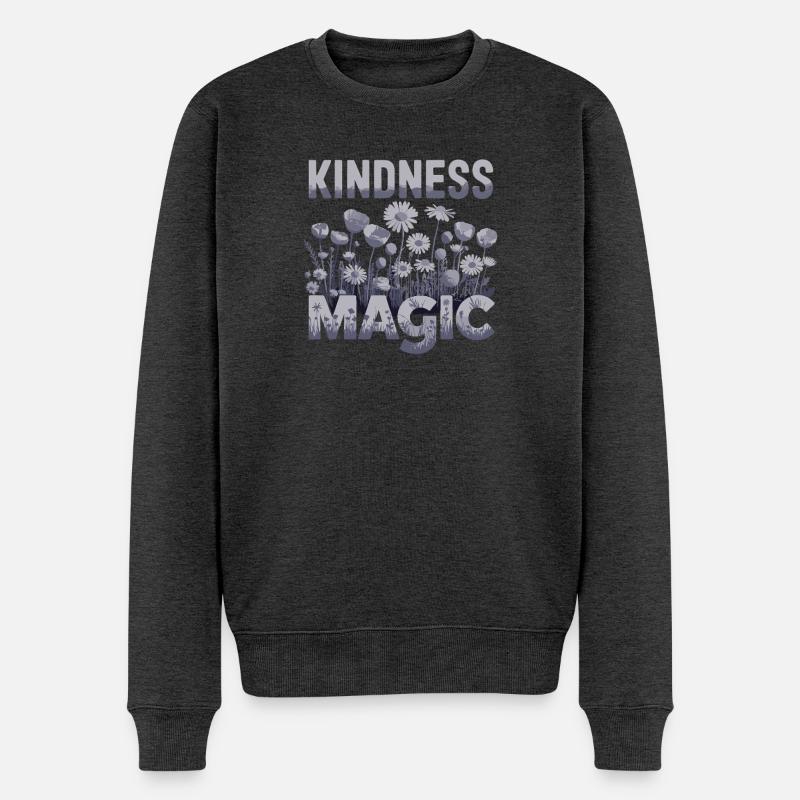  Kindness Magic Blumenwiese Freundlichkeit - Männer Premium Bio Pullover - Anthrazit meliert