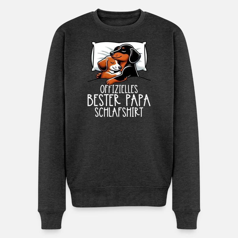 Offizielle Bester Papa Schnarchshirt Dachshund - Männer Premium Bio Pullover - Anthrazit meliert