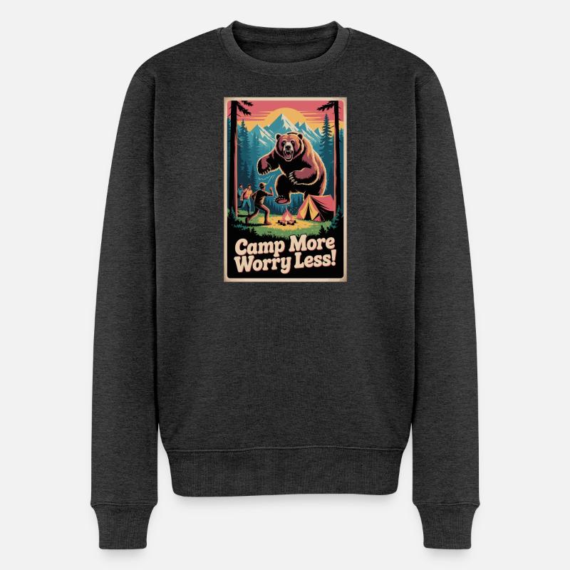 Camp Mach dir weniger Sorgen - Männer Premium Bio Pullover - Anthrazit meliert