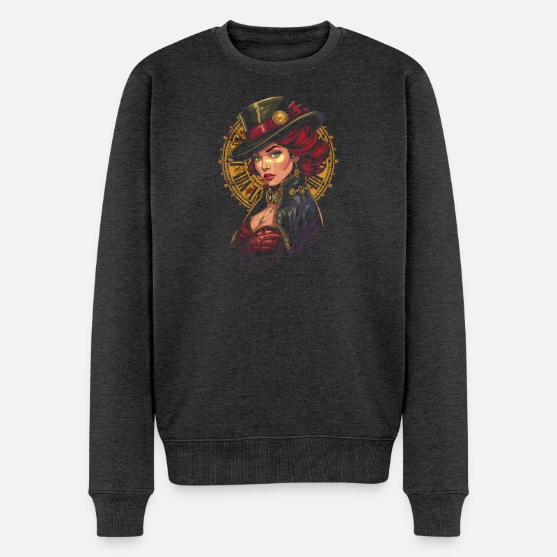Steam Punk Schöne Frauen Steampunk - Männer Premium Bio Pullover - Anthrazit meliert