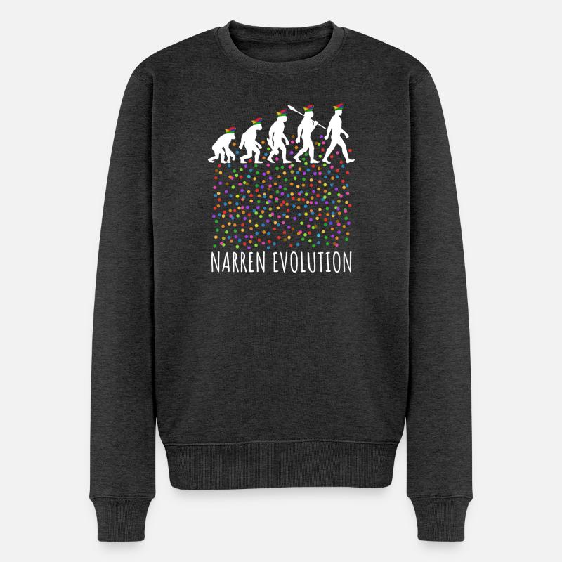 Narren Evolution | Homo Karnevalis | Fastnacht - Männer Premium Bio Pullover - Anthrazit meliert