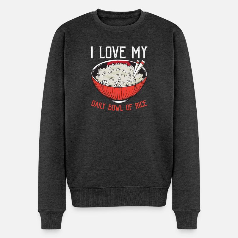 Liebe Tägliche Reis Schüssel Essen Kultur - Männer Premium Bio Pullover - Anthrazit meliert