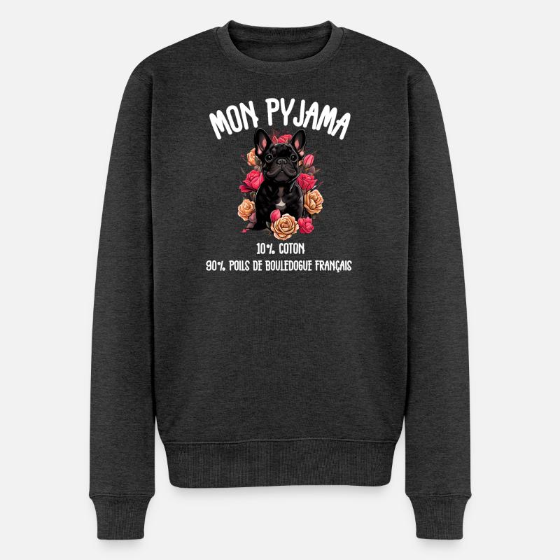 Pyjama Poils Bouledogue Humour - Pull Premium bio Homme - anthracite chiné