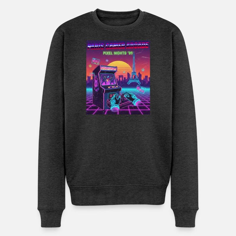 Paris Cyber Gamer - Männer Premium Bio Pullover - Anthrazit meliert