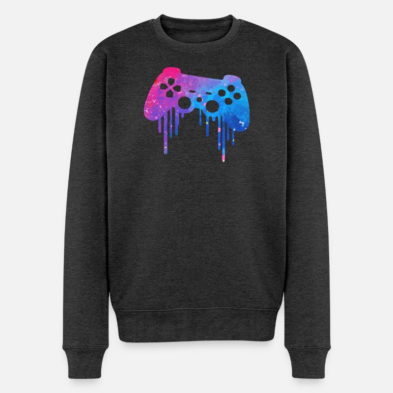 Gaming splash - Männer Premium Bio Pullover - Anthrazit meliert