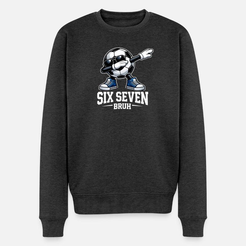 Six Seven Bruh Brainrot Meme - Männer Premium Bio Pullover - Anthrazit meliert