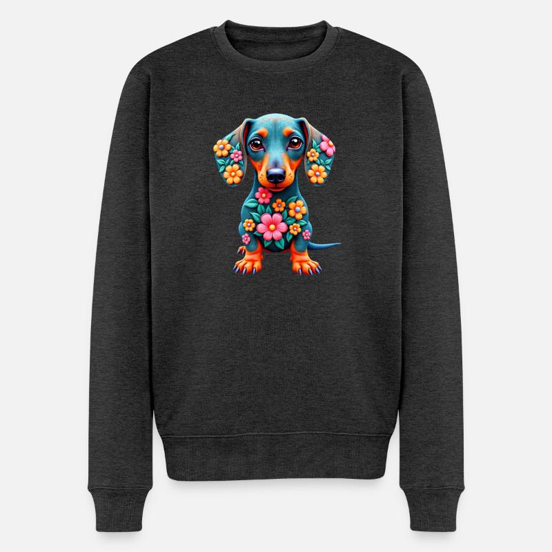 Dackel Dachshund Tekel - Männer Premium Bio Pullover - Anthrazit meliert