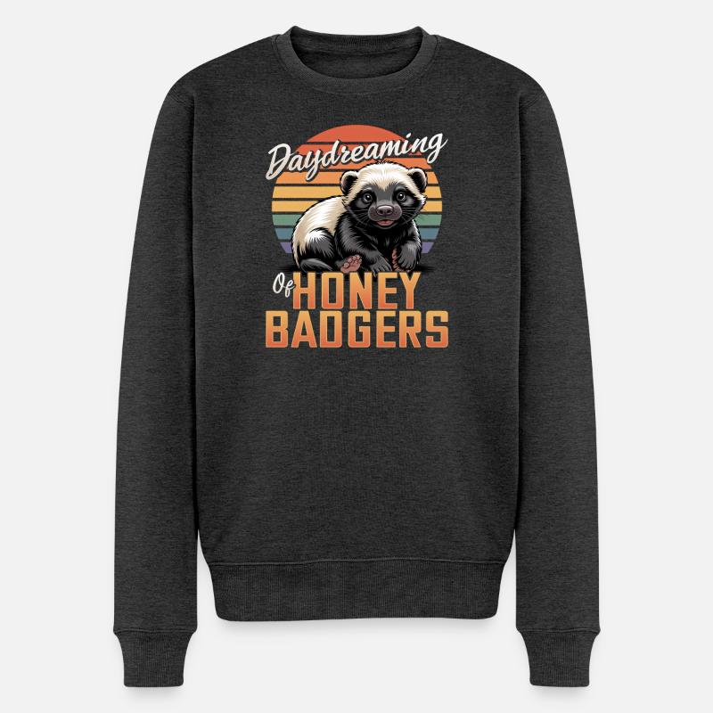 Funny Honey Badger - Männer Premium Bio Pullover - Anthrazit meliert