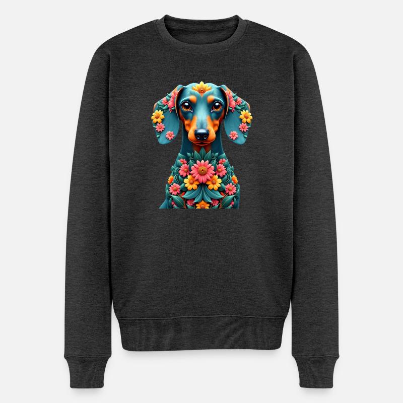 Dackel Dachshund Tekel - Männer Premium Bio Pullover - Anthrazit meliert