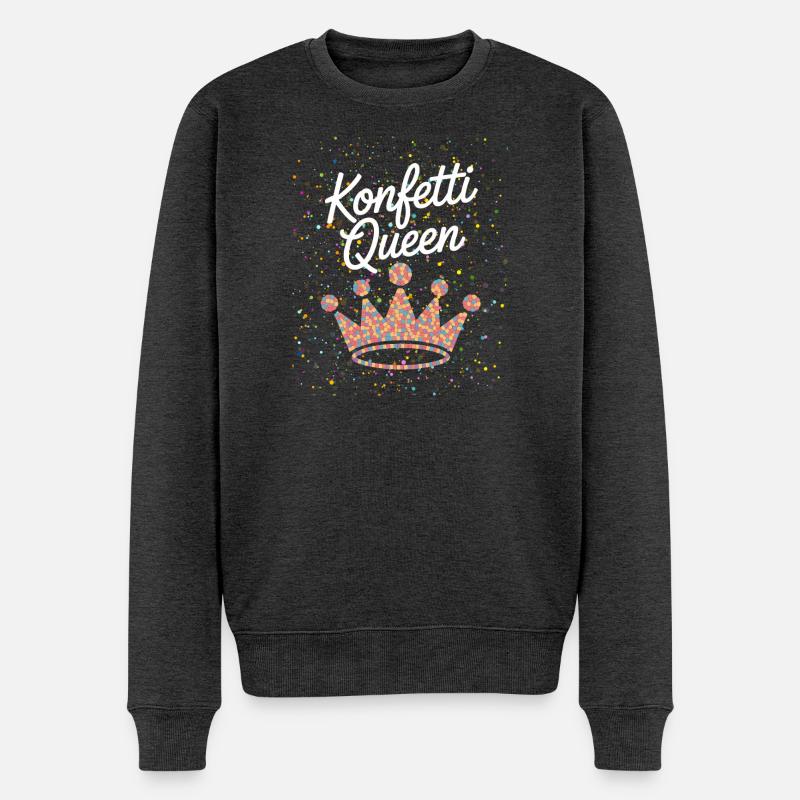 Konfetti Queen - Männer Premium Bio Pullover - Anthrazit meliert