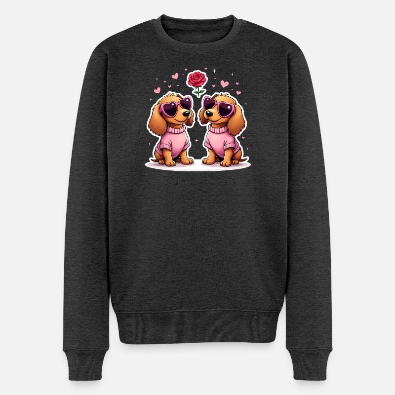 Dackel teckel teckel tekel - Pull Premium bio Homme - anthracite chiné