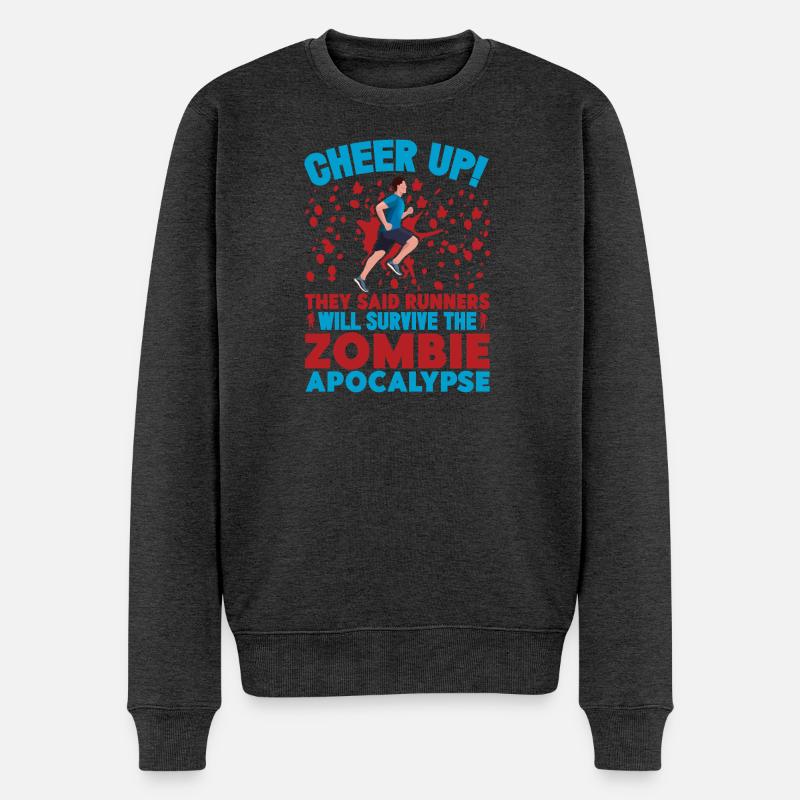 Running Cheer Up They Said Runners Survive - Männer Premium Bio Pullover - Anthrazit meliert