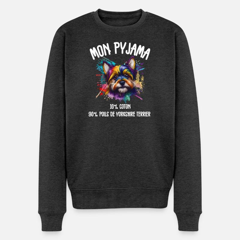 Pyjama Chien Yorkshire Drôle - Pull Premium bio Homme - anthracite chiné