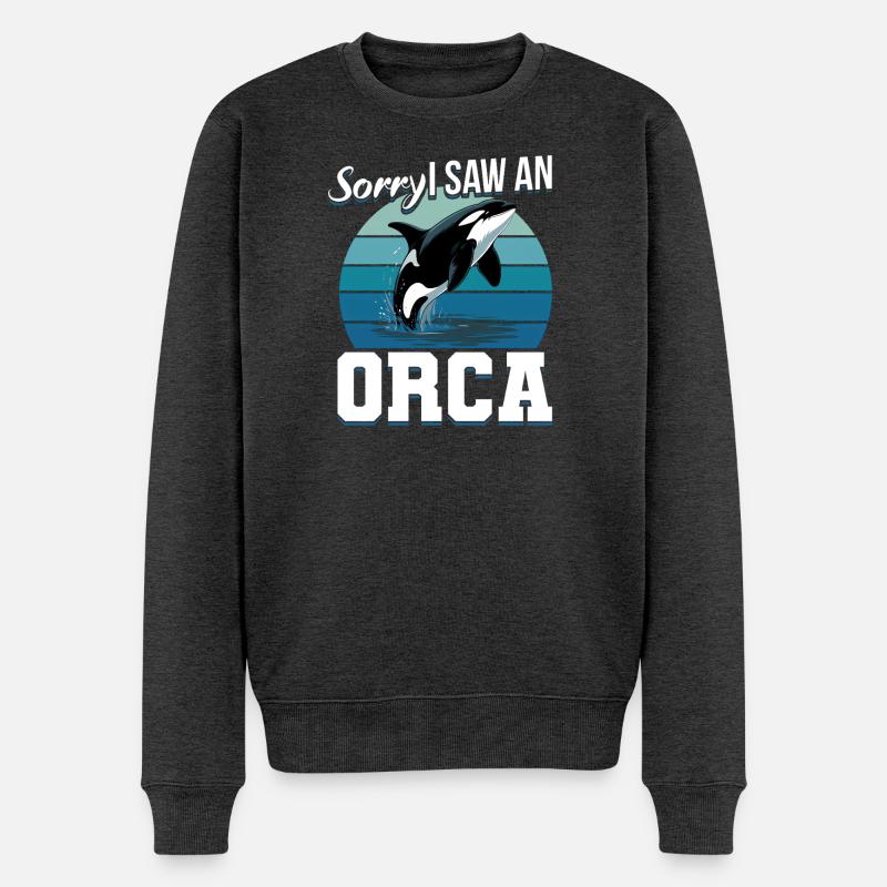 Funny Orca - Männer Premium Bio Pullover - Anthrazit meliert