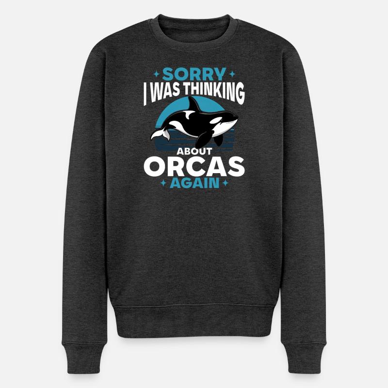 Funny Orca - Männer Premium Bio Pullover - Anthrazit meliert