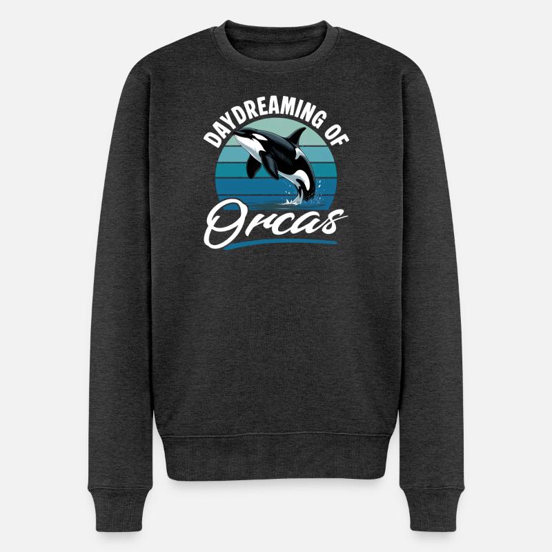 Funny Orca - Männer Premium Bio Pullover - Anthrazit meliert