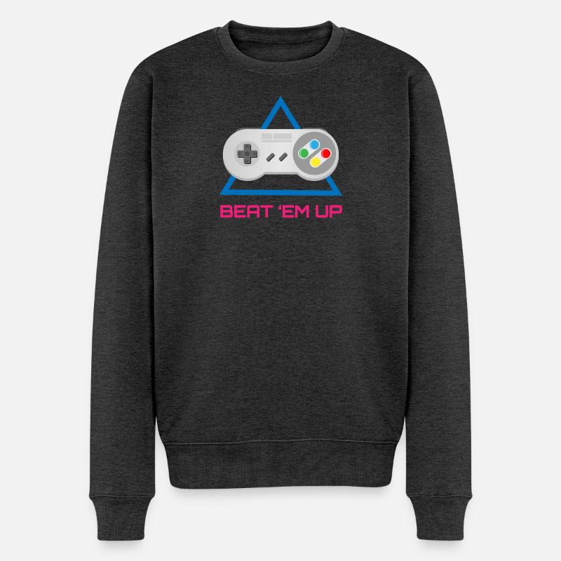 Retro-Gaming – Neon - Männer Premium Bio Pullover - Anthrazit meliert