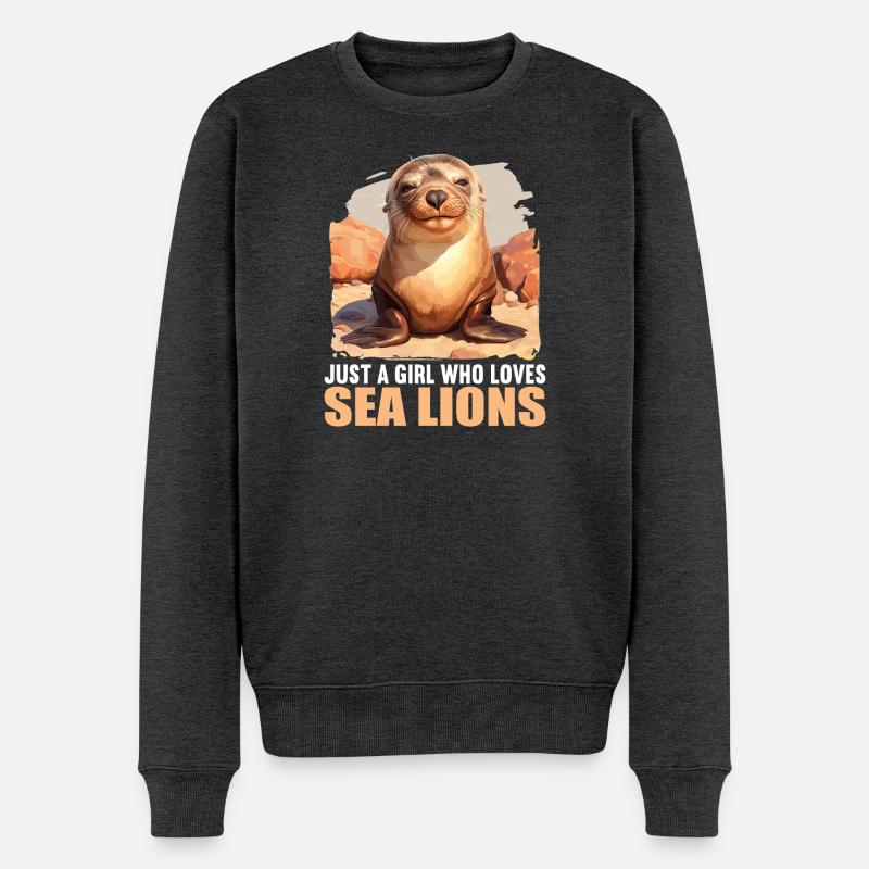 Seelöwen Seelöwe - Männer Premium Bio Pullover - Anthrazit meliert