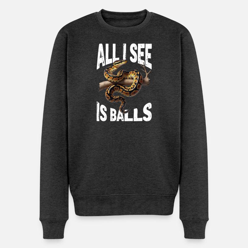 Königspython Schlangen Liebhaber Terrarium Python - Männer Premium Bio Pullover - Anthrazit meliert