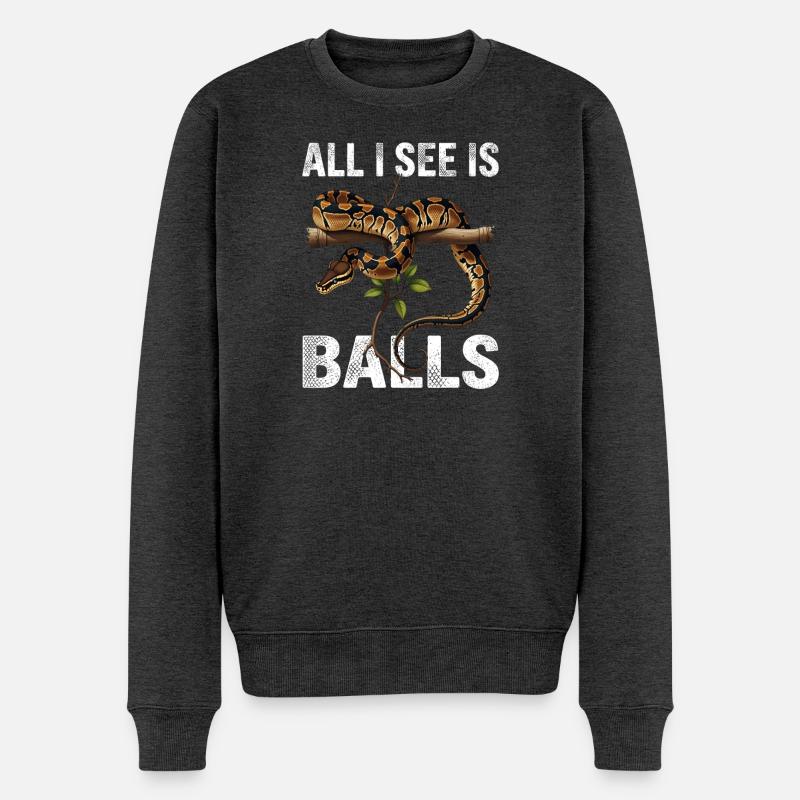 Königspython Schlangen Liebhaber Terrarium Python - Männer Premium Bio Pullover - Anthrazit meliert