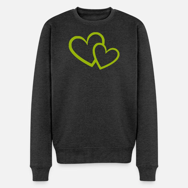 Cœur vert motif de cœurs verts - Pull Premium bio Homme - anthracite chiné