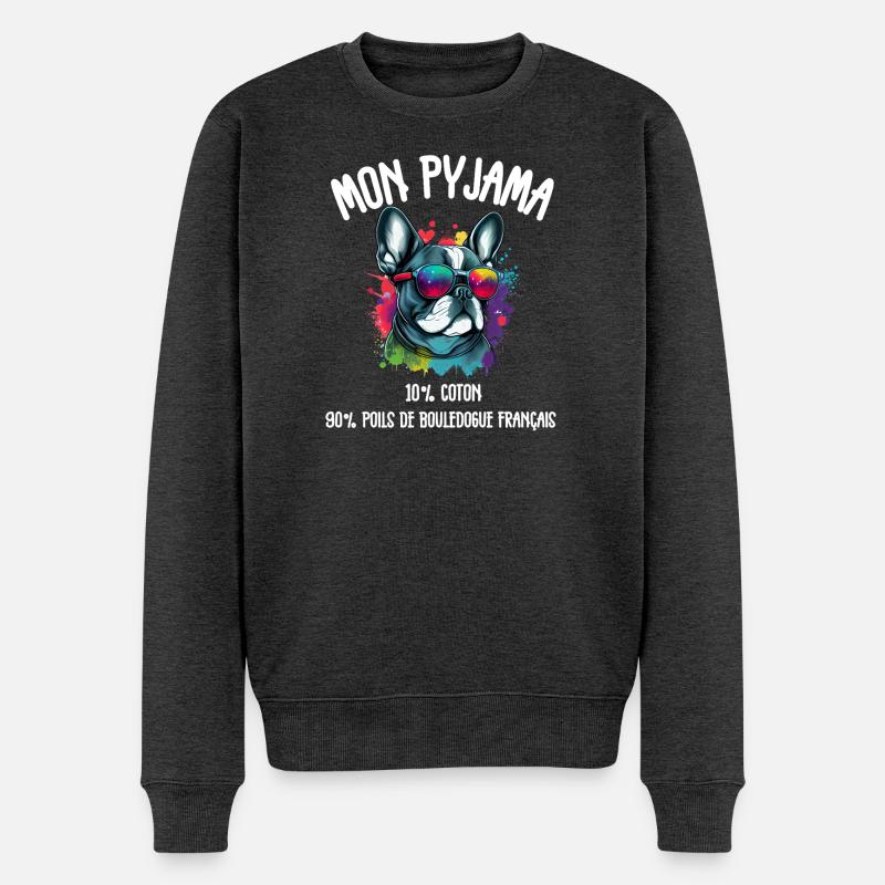 Pyjama Chien Bouledogue Français Humour - Pull Premium bio Homme - anthracite chiné