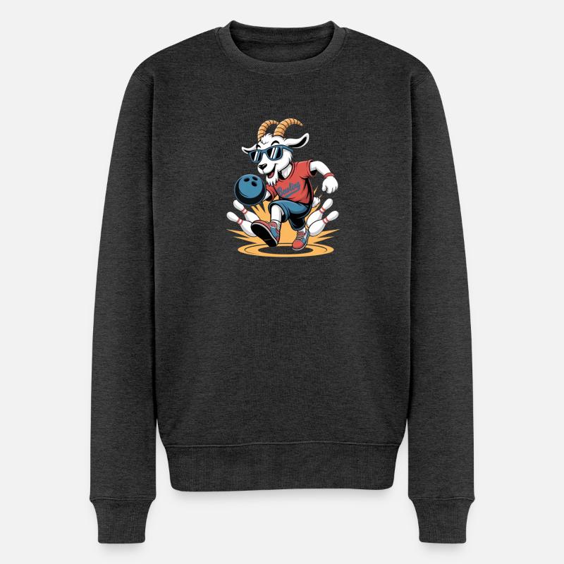 Bowling Ziege Cooles Bowling Motiv - Männer Premium Bio Pullover - Anthrazit meliert