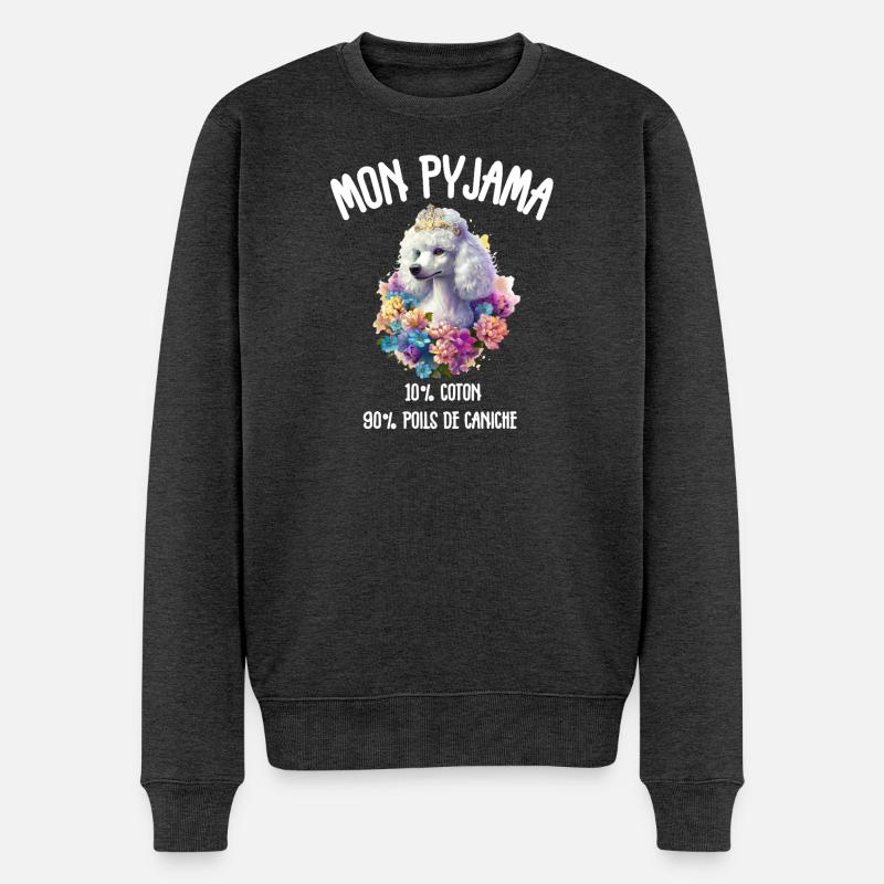 Pyjama Chien Caniche Humour - Pull Premium bio Homme - anthracite chiné