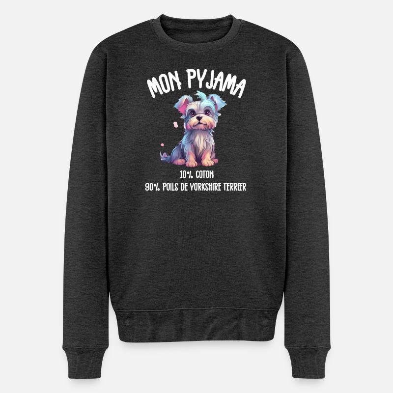 Pyjama Chien Yorkshire Drôle - Pull Premium bio Homme - anthracite chiné