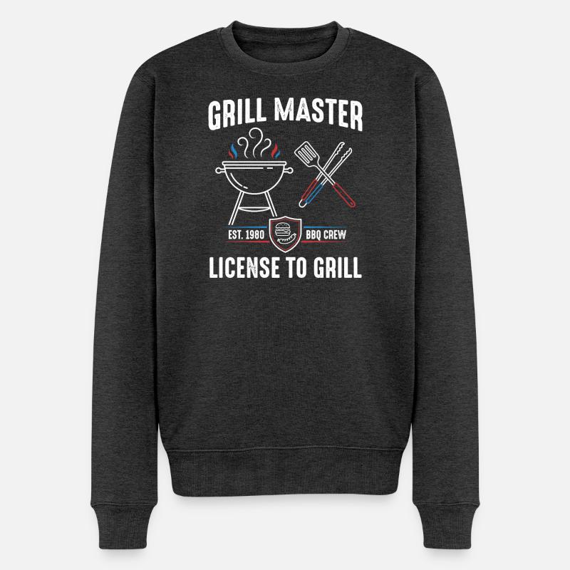Grill Master Lizenz zum Grill - Männer Premium Bio Pullover - Anthrazit meliert