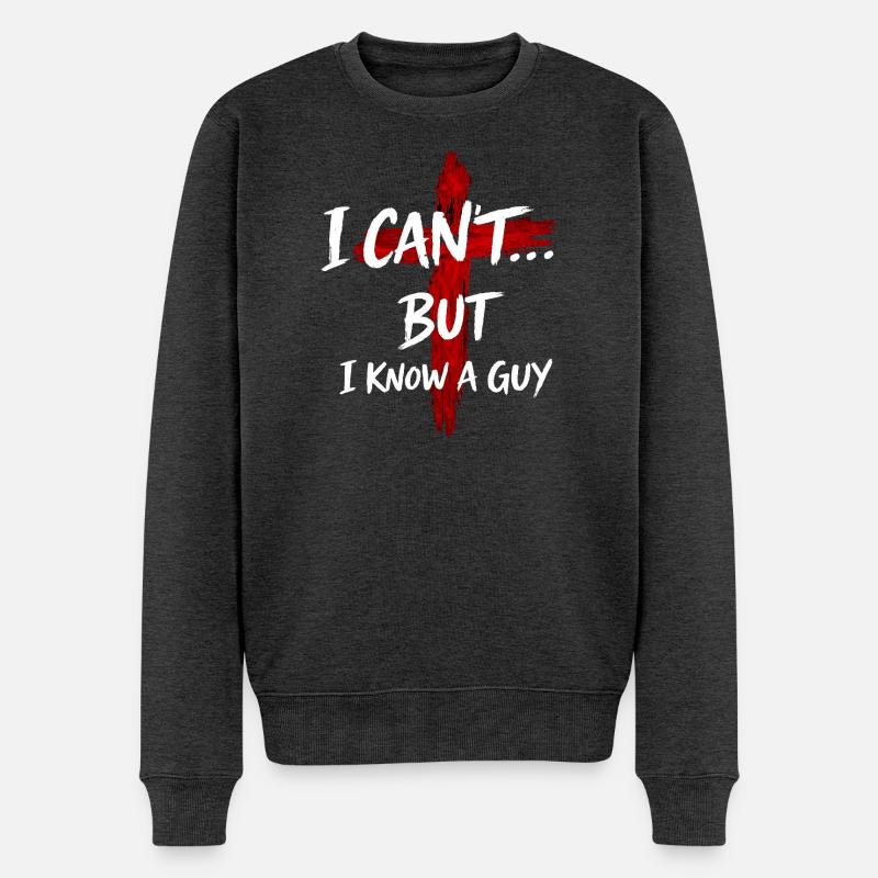Ich kenne einen Mann – minimalistischer Glaube und Hoffnung - Männer Premium Bio Pullover - Anthrazit meliert
