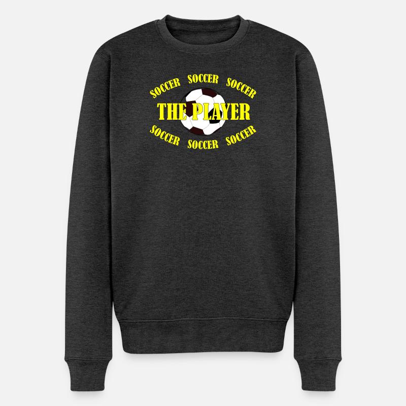 SOCCER - THE PLAYER - Männer Premium Bio Pullover - Anthrazit meliert