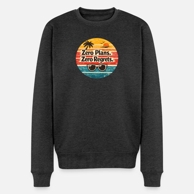 Strandvibes – Zero Plans Zero Regrets - Männer Premium Bio Pullover - Anthrazit meliert