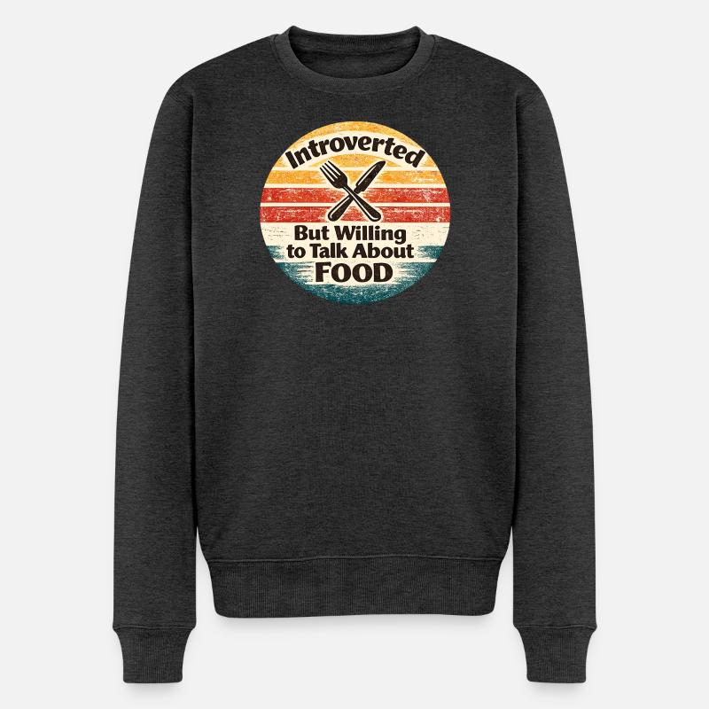 Introvertiert, aber redet gern über Essen - Männer Premium Bio Pullover - Anthrazit meliert