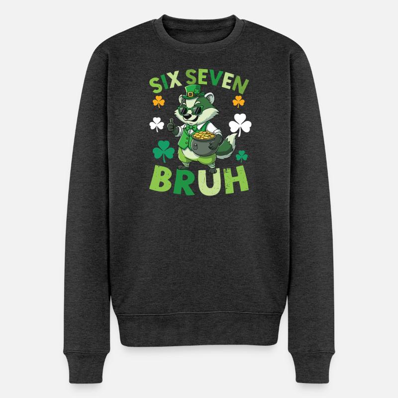 St. Patrick's Day Waschbär - Männer Premium Bio Pullover - Anthrazit meliert