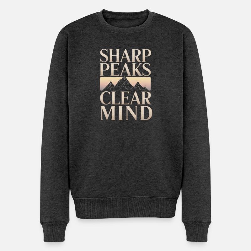 Sharp Peaks Clear Mind Mountain Design - Männer Premium Bio Pullover - Anthrazit meliert