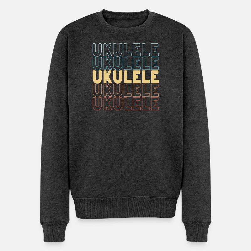 Ukulele typography - Männer Premium Bio Pullover - Anthrazit meliert