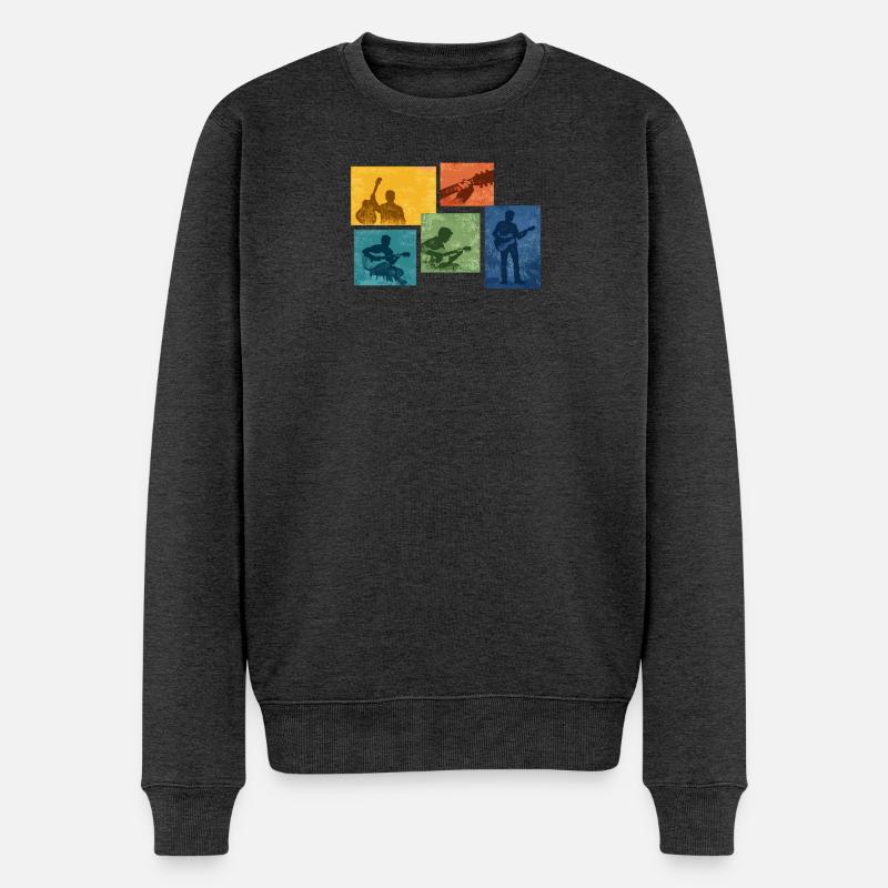 Gitarrengrunge Farbblöcke - Männer Premium Bio Pullover - Anthrazit meliert