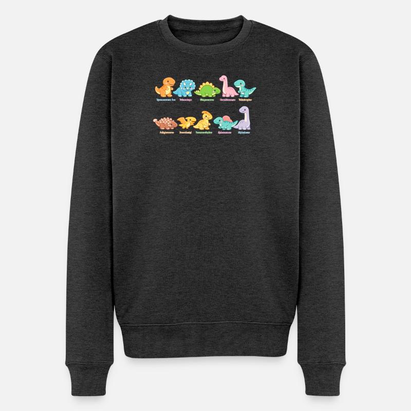 Bunte Dino-Truppe Niedliche Saurier - Männer Premium Bio Pullover - Anthrazit meliert