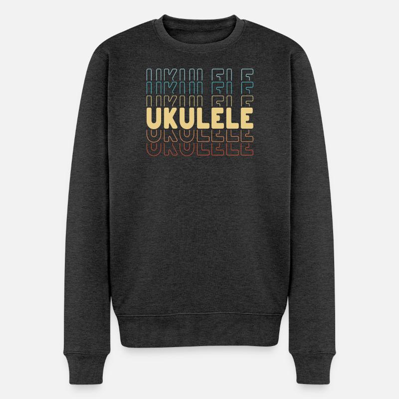 Ukulele typography - Männer Premium Bio Pullover - Anthrazit meliert