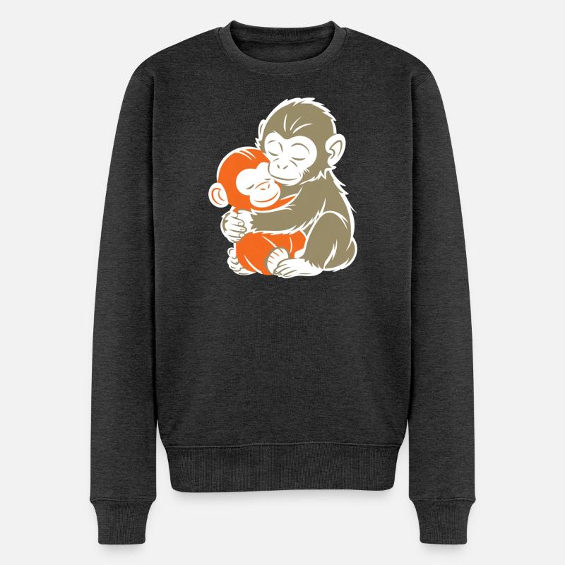 Duo de Singes Câlins - Pull Premium bio Homme - anthracite chiné
