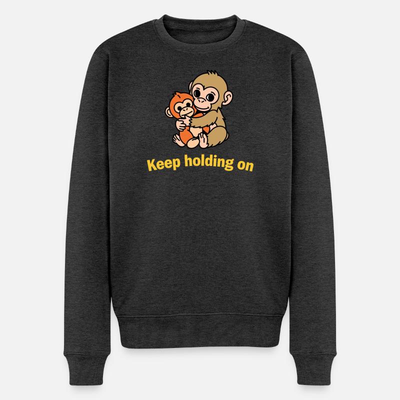 Halten Sie sich fest, Affen - Männer Premium Bio Pullover - Anthrazit meliert