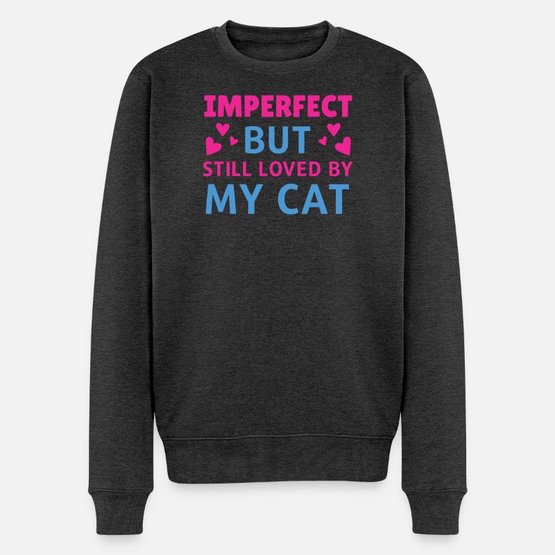 Imperfect loved by cat - Männer Premium Bio Pullover - Anthrazit meliert